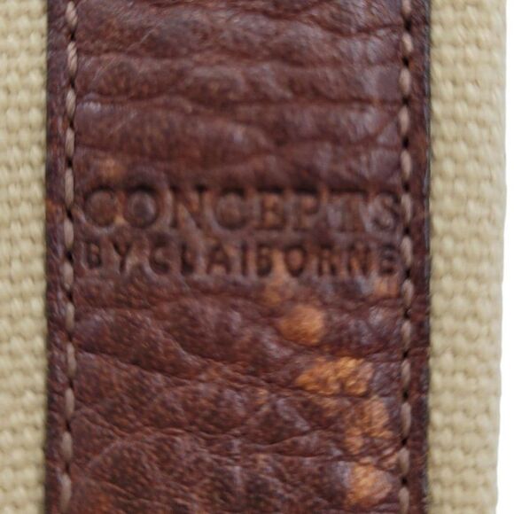 Vtg Concepts Belt Leather Canvas 2 Toned Country Cowgirl Brown Tan Sz S/M - Picture 2 of 7